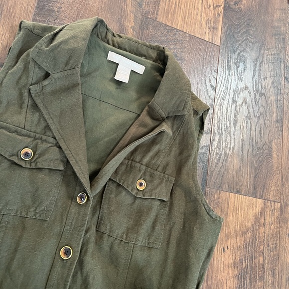 Banana Republic Hunter Green Button Up Dress with Pockets - Picture 2 of 4